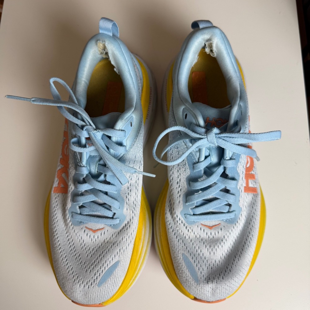 Hoka Bondi 8 Airy Blue Sunlit Ocean Running Shoes Womens 6.5 1127952